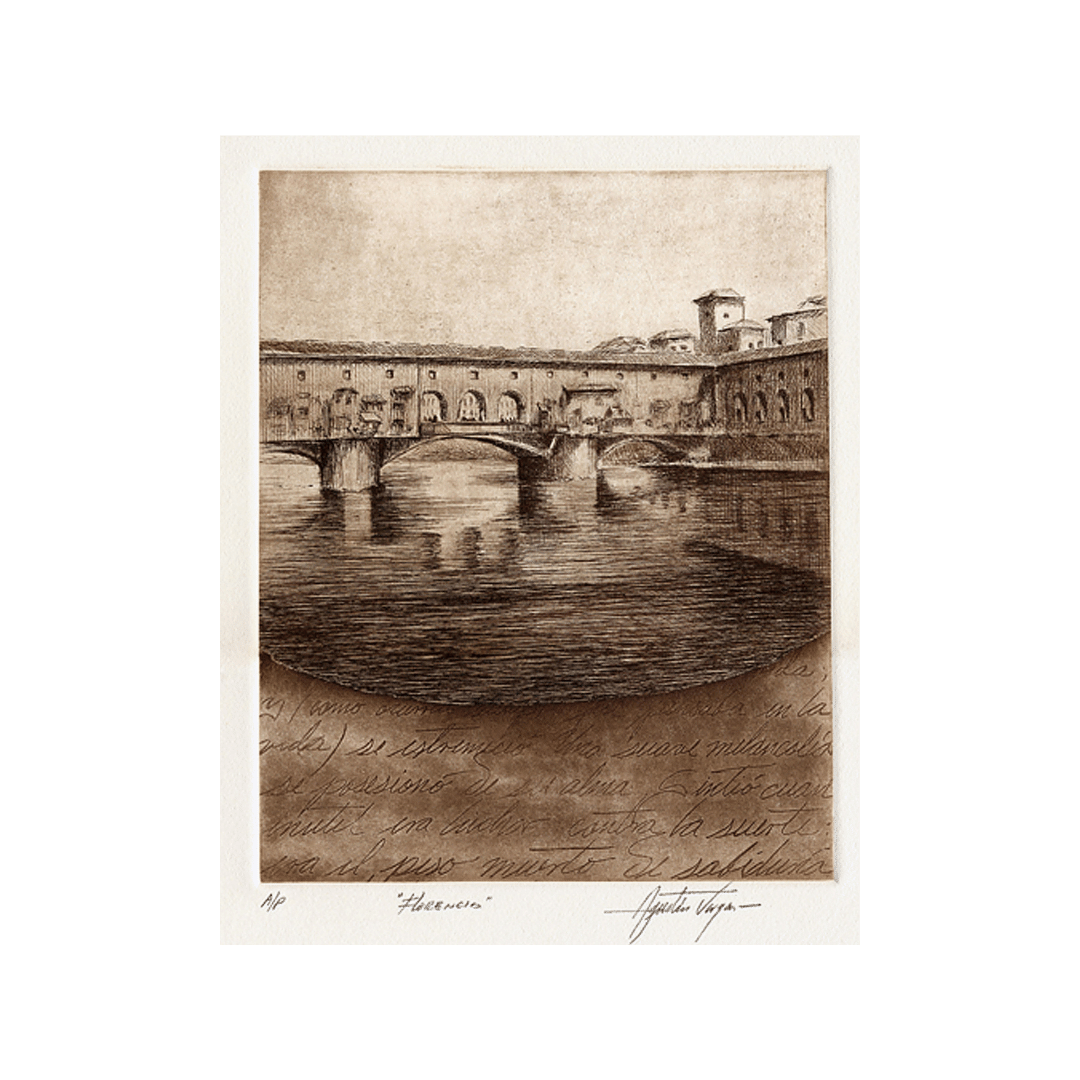 Florence Ponte Vecchio | Agustin Vargas, 8 X 9.5, intaglio