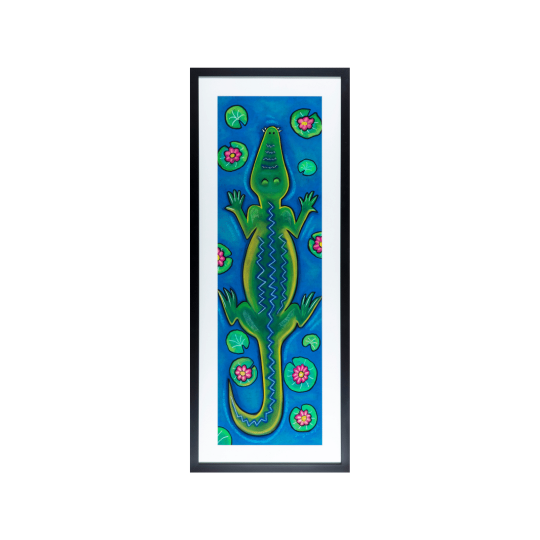 Jenny Willigrod Alligator 50”x 20” Pastel Framed
