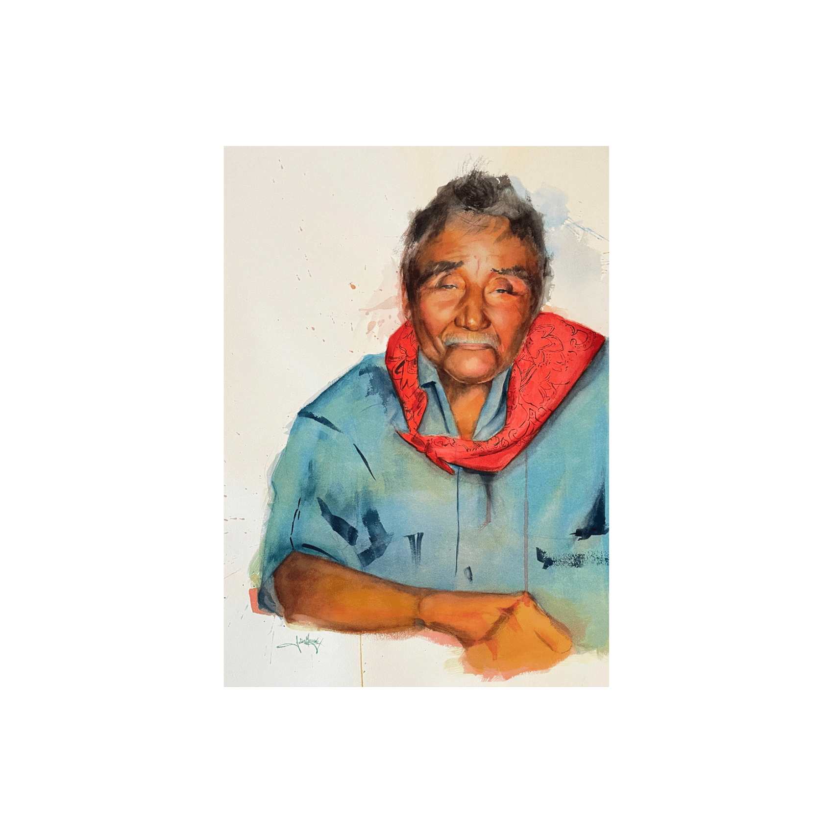 Julián Miranda | 22 x 30" | Watercolor | El Abuelo Juan